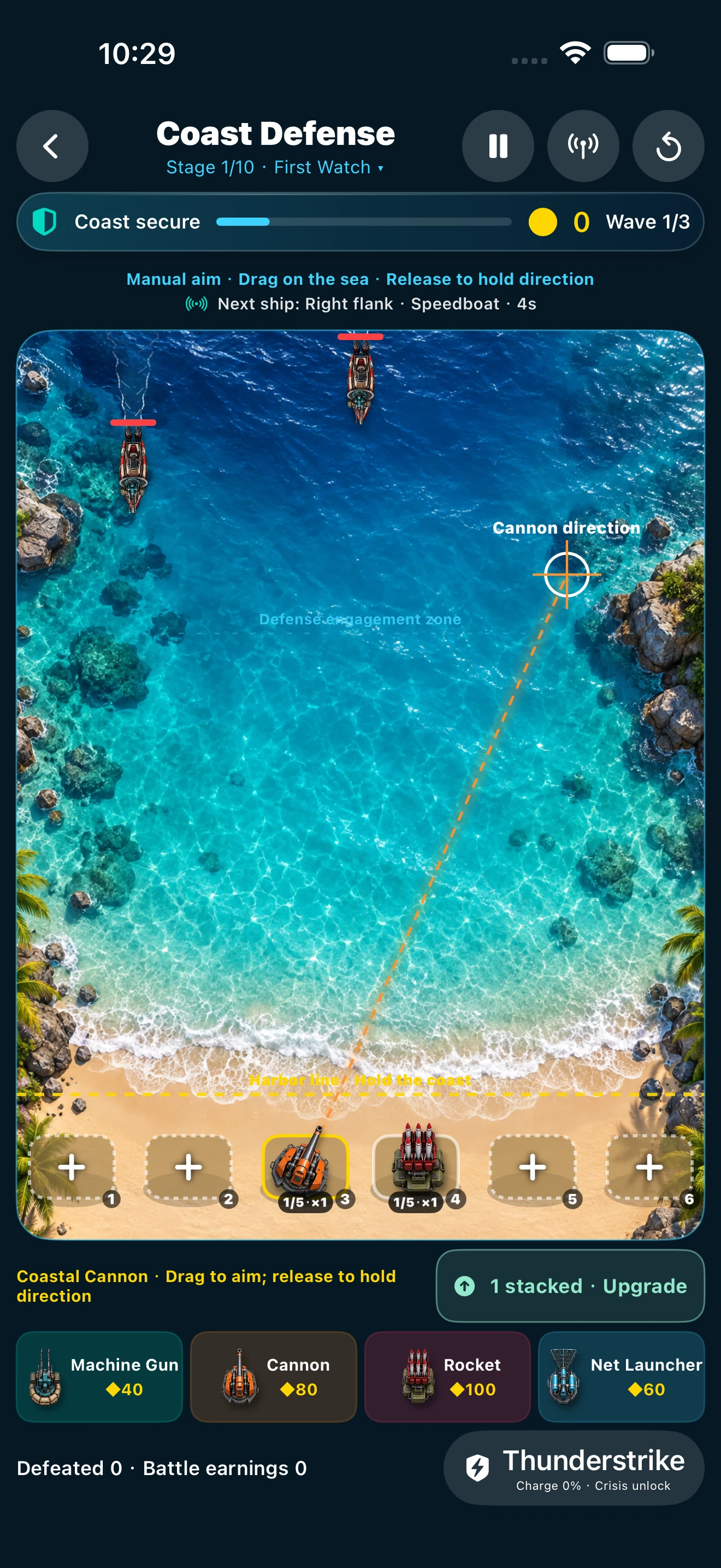 Coast Defense with weapons and manual aiming